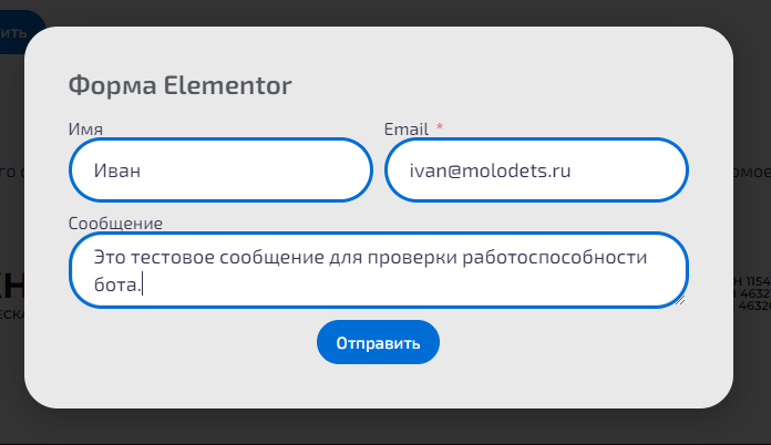 Передаем данные с формы Elementor в Telegram